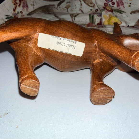 Hand Carved Warthog Wild Boar Pig Vintage Wood Figurine Carving Kenya Razorbacks - Picture 5 of 12